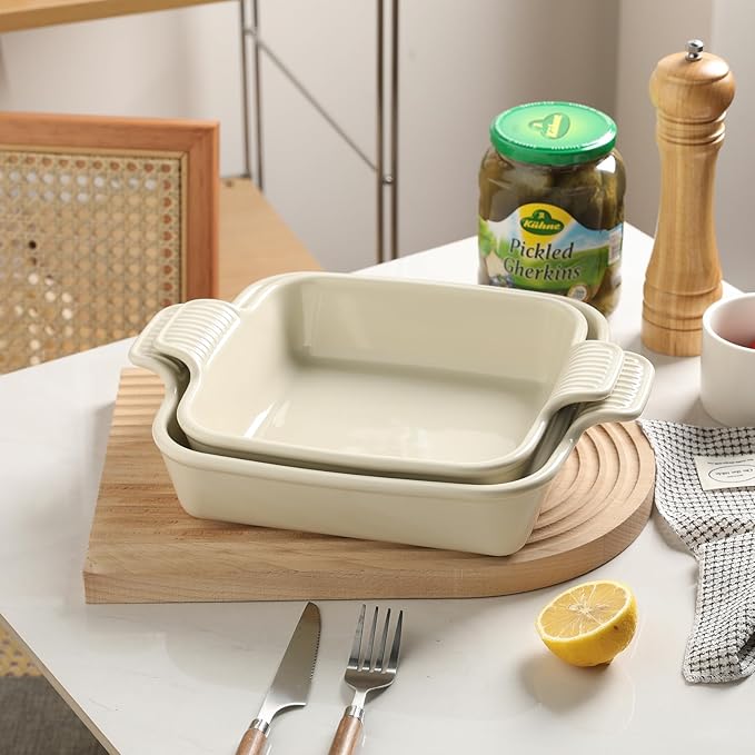 Sweejar Ceramic Baking Dish, 9 x 9 Cake Baking Pan for Brownie, Porcelain Square Bakeware with