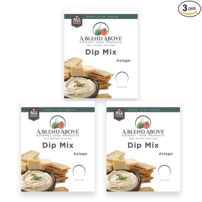 A Blend Above Asiago Dip Mix Seasoning Pack- (3 Pack), Gluten-Free, No MSG, All Natural, Vegan, No