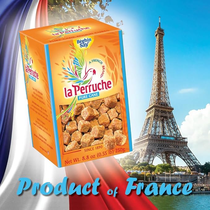 La Perruche Pure Cane Brown Sugar Cubes (250g/8.8oz box) | Ideal Sugar Cubes for Coffee | Pack of 4