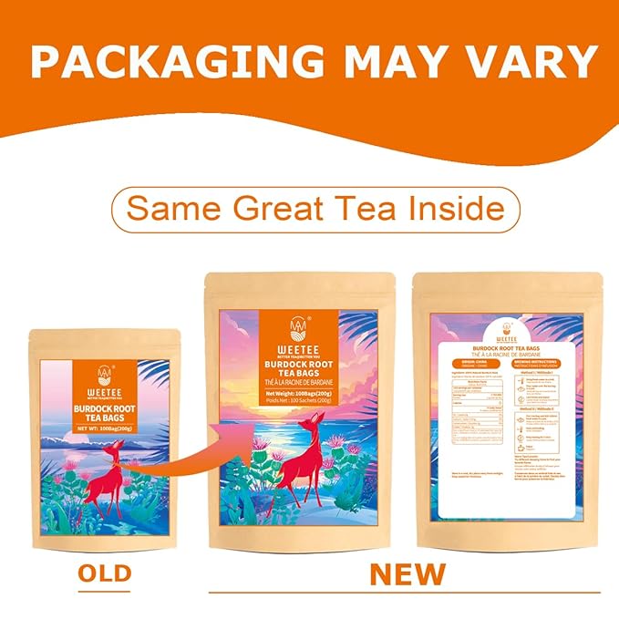 WT WEETEE Burdock Root Tea Bags, Made with 100% Pure Burdock Root, Rich in Antioxidants, Naturally
