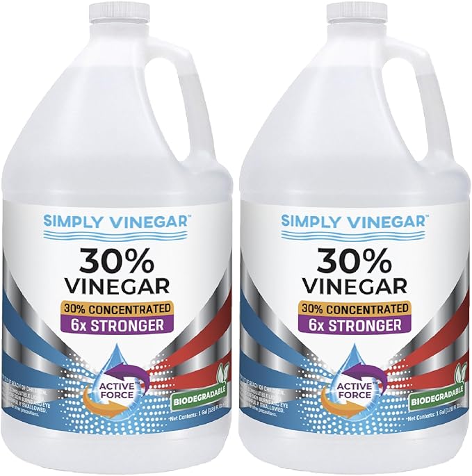 30% Vinegar – Pure Concentrated Active-Force Vinegar for Cleaning, Home, and Garden, 128 oz (2)