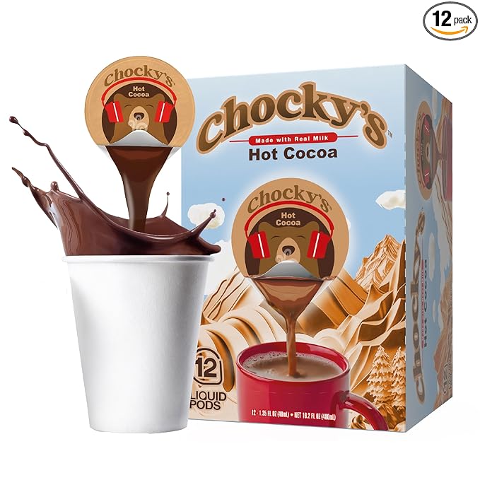 Chocky?™s by Java House Single-Serve Hot Chocolate Pods - Peel and Pour Liquid Concentrate - Hot