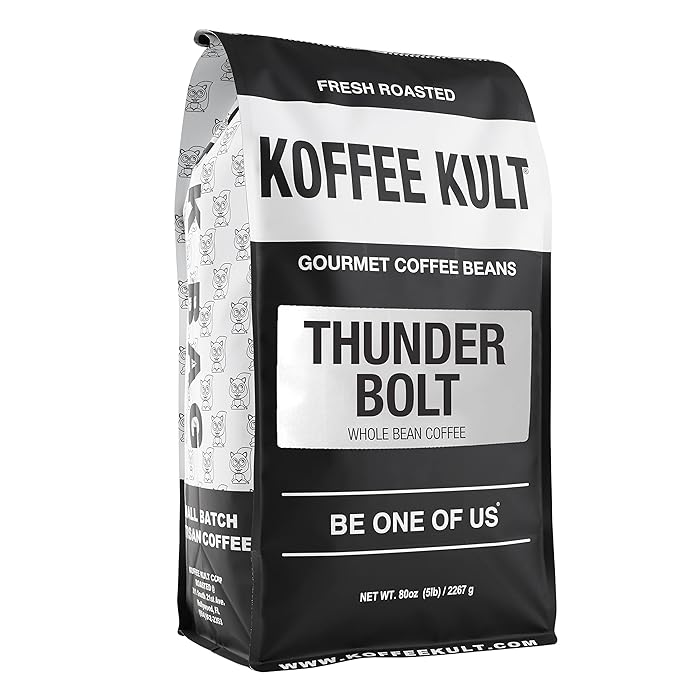 Koffee Kult Thunder Bolt Dark French Roast Whole Bean Coffee - Small Batch 100% Arabica Gourmet