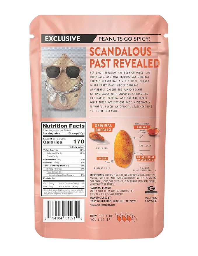 Henrietta Said Wing-Flavored Peanuts - Truly Good Foods Snacking Nuts - Bold Flavors - Savory &