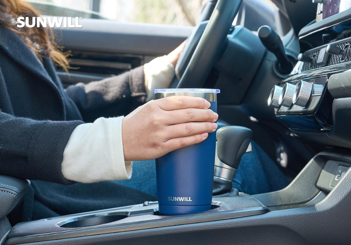 SUNWILL Travel Coffee Tumbler 20 oz, Insulated Mug with Lid, Stainless Steel Cup for Outdoor
