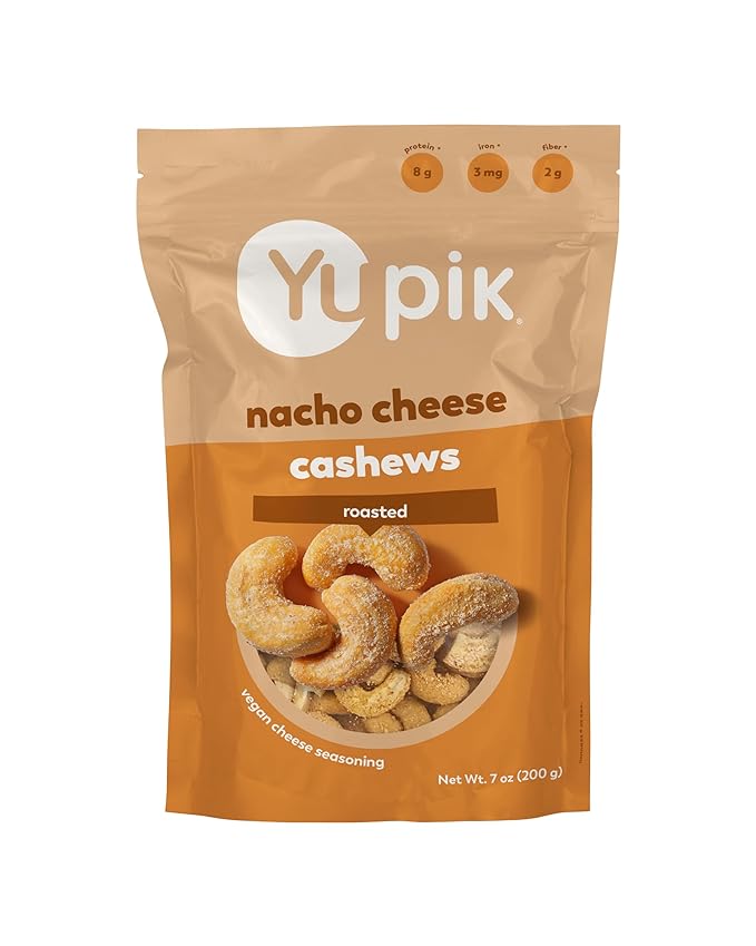 Yupik Nacho Cashews, 7 Oz, Kosher, Roasted Cashews with Vegan Cheese, Seasoned Nuts, Crunchy Savory