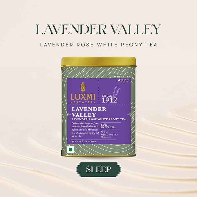 Luxmi Estates Lavender Valley Organic Loose Leaf Tea, (25g) Darjeeling Makaibari White Tea, Low