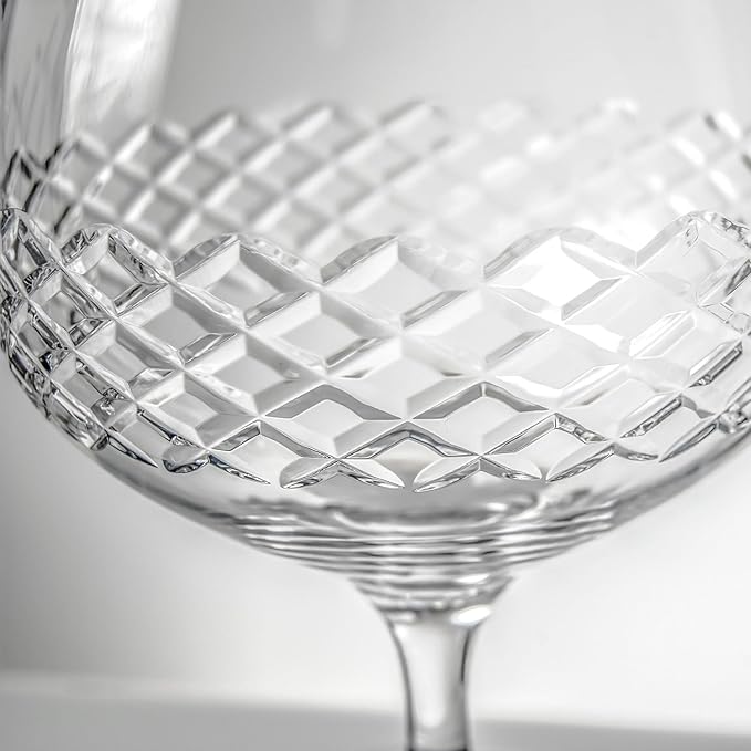 Rolf Glass Diamond Brandy Snifter | 22.5oz Cognac Glass | Lead-Free, Diamond-Wheel Engraved |