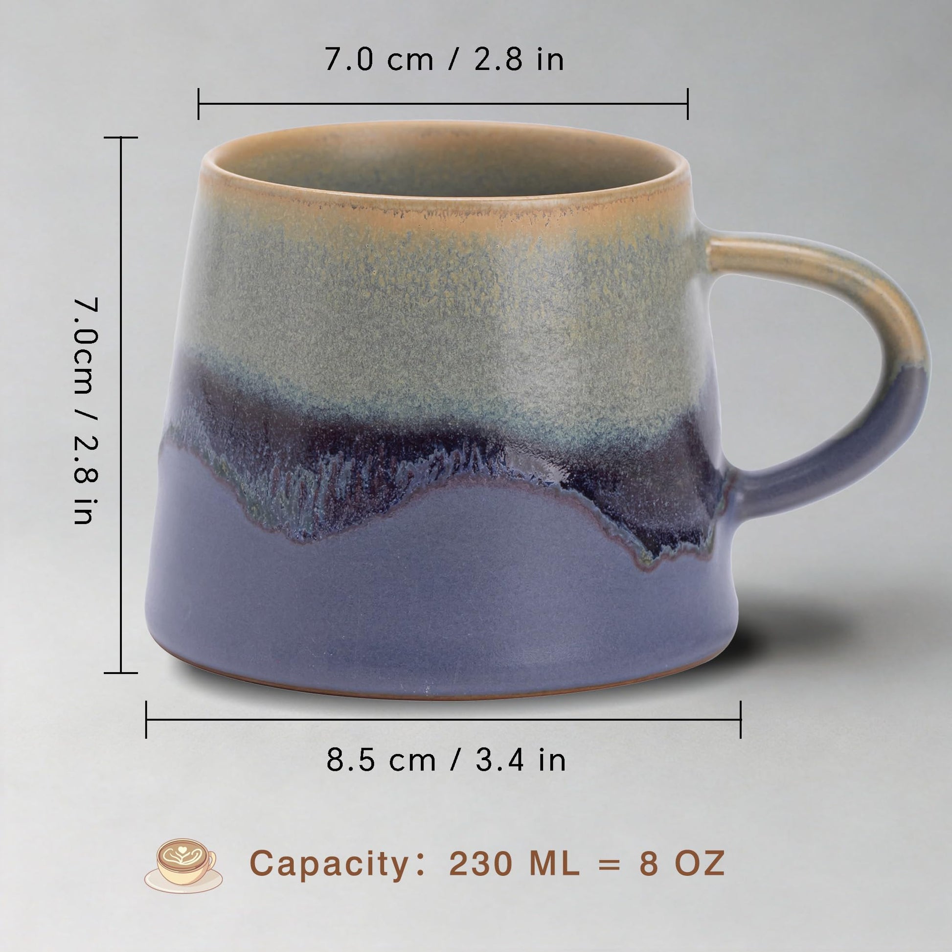 Vintage Coffee Mug 8 OZ Handmade Ceramic Coffee Espresso Cup with Handle