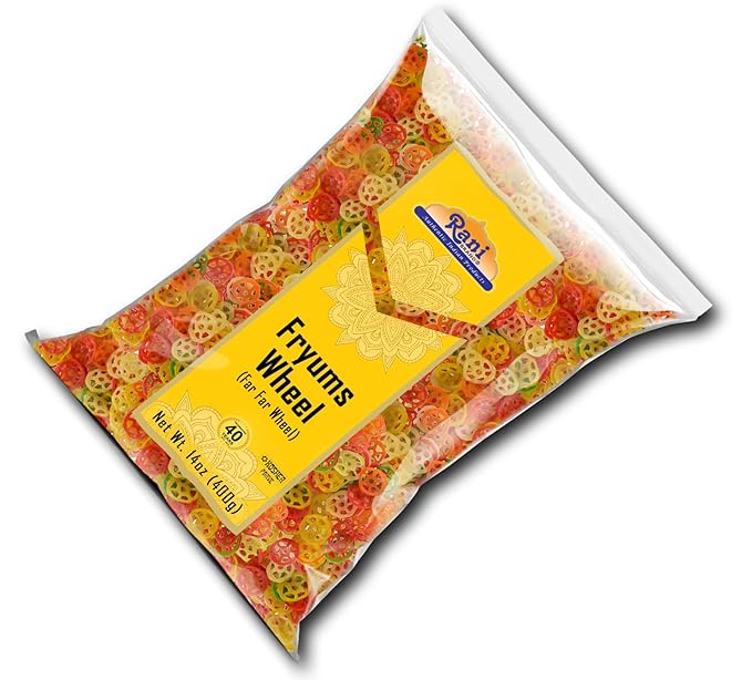 Rani Far Far/Fryums (Wheat & Tapioca Pellet) Wheel Shape 14oz (400g) ~ Vegan, Kosher, Uncooked