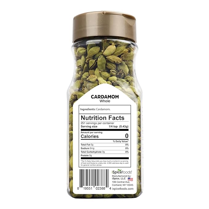 iSpice Cardamom Seeds Whole (3.9 Oz) 110g | Cardamom Pods Whole Pure And Fresh | Kosher | Aromatic