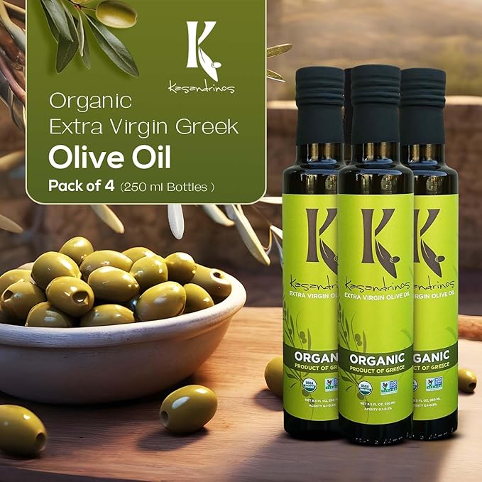 Kasandrinos Organic Olive Oil Extra Virgin, Polyphenol Rich Greek Olive Oil, 100% Organic First