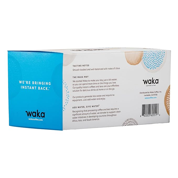Waka Instant Coffee, Medium Roast - 100% Arabica Colombian Beans, Freeze Dried Granules, No
