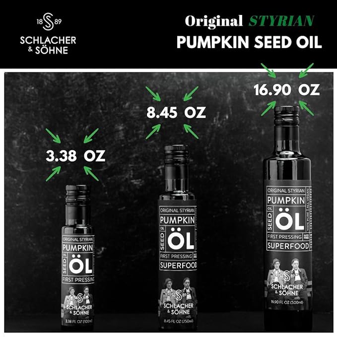 Schlacher & S철hne Styrian Pumpkin Seed Oil: 100% Pure, Cold Pressed, Non GMO, Gluten Free, Vegan
