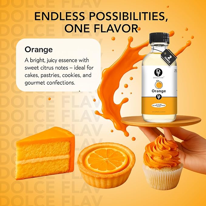Dolce Flav Natural Orange Extract ??8 Ounce Oil-Soluble Kosher, Sugar-Free, Concentrated Citrus