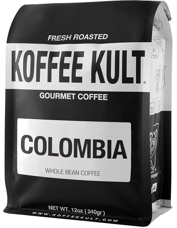 Koffee Kult Colombian Medium Roast Coffee Beans 100% Single Origin Colombia Arabica Whole Bean