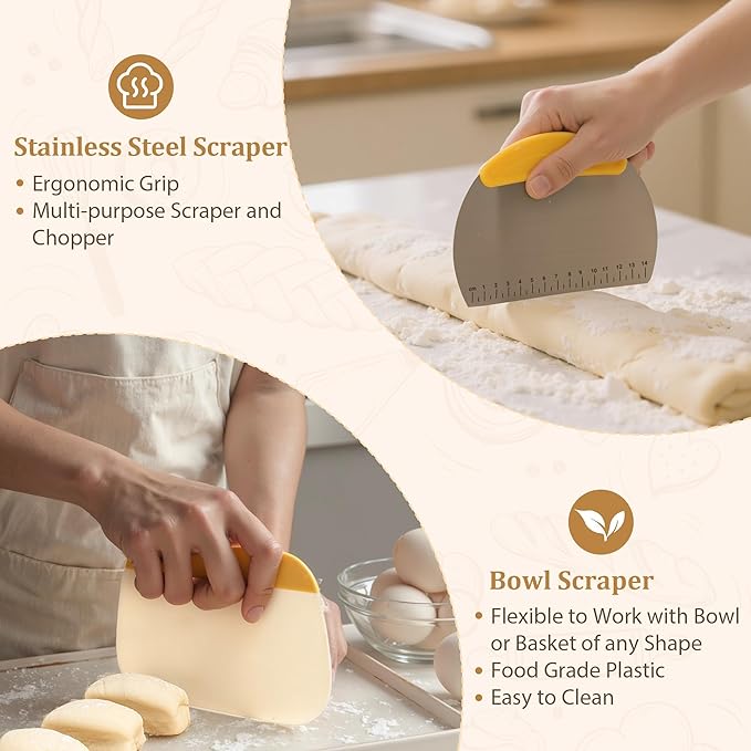 Sourdough Bread Baking Set,10" Round and 11" Oval Rope Banneton Proofing Basket with
