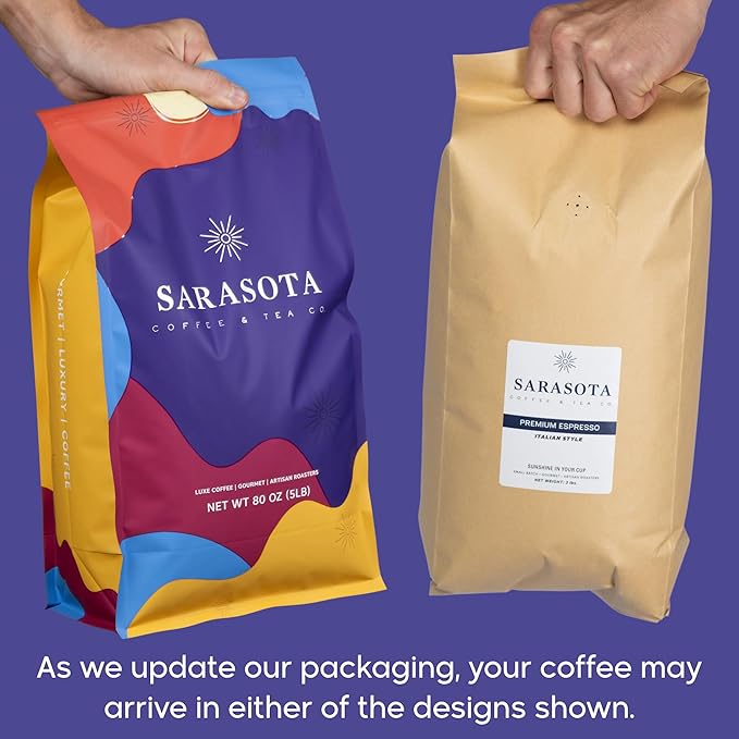 Sarasota Coffee Whole Bean Espresso | Dark Roast Gourmet Coffee Beans | Low Acid, Mold Free