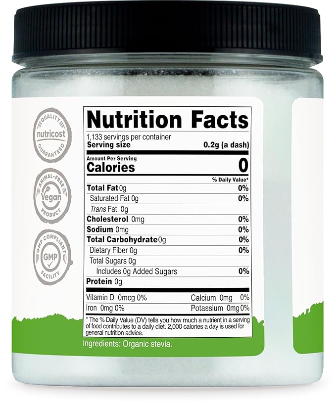 Nutricost Pantry Organic Stevia, Natural Sweetener 8 oz - GMO-Free, Gluten-Free