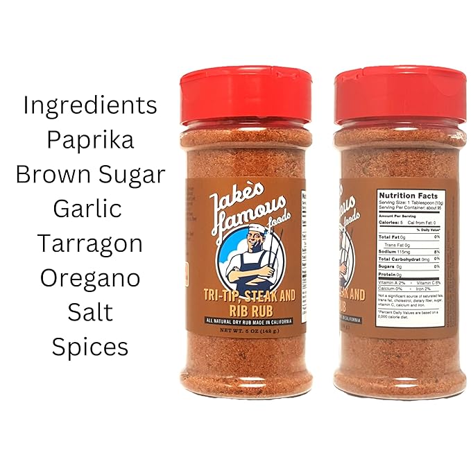 Jake's Righteous Rubs Tri Tip, Steak & Rib Rub Seasoning, 5 Oz, for Chicken, Ribs, Beef, Turkey