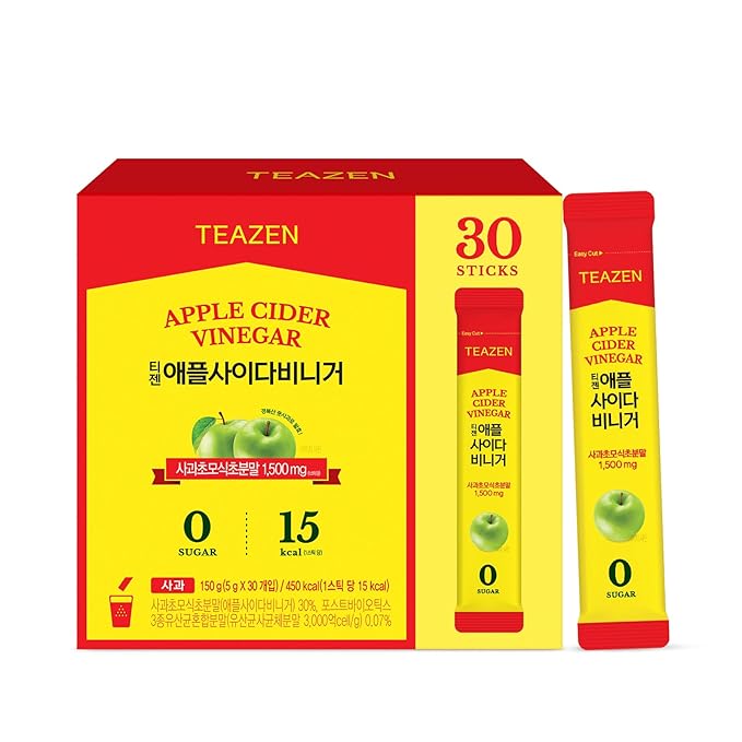 TEAZEN Apple Cider Vinegar Drink Powder Stick ??On-the-Go Wellness with 1500mg ACV, Sugar-Free