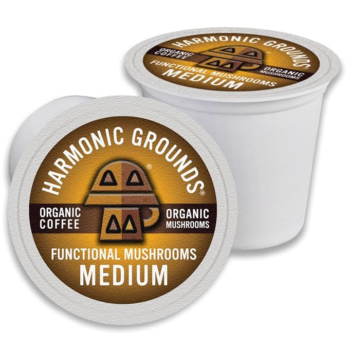 Harmonic Grounds Organic Mushroom Coffee Pods - Medium Roast Coffee with Lion's Mane, Reishi