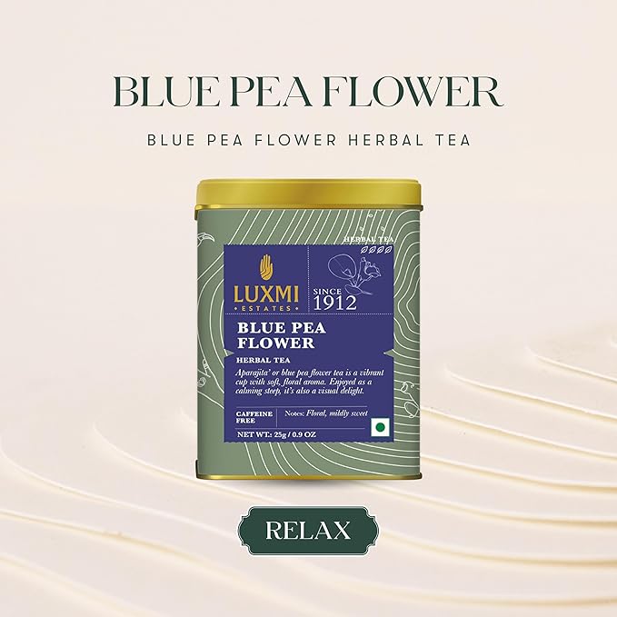Luxmi Estates - Butterfly Pea Flower Tea - Loose Leaf - 25g (12 Cups) | USDA Certified Organic Blue