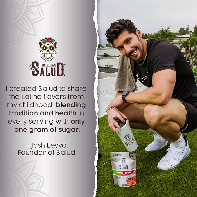 Salud 2-in-1 Energy Drink Powder + Focus, Strawberry Margarita, Organic Caffeine, B6 + B12