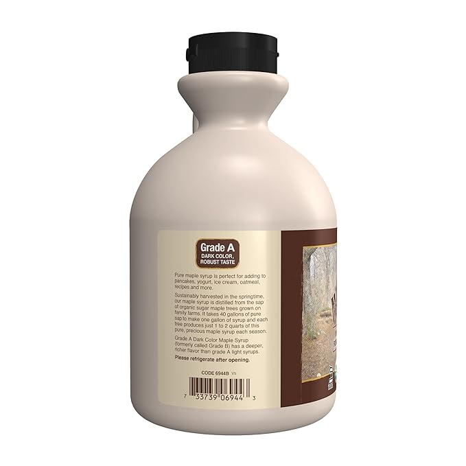 NOW Foods, Certified Organic Maple Syrup, Grade A Dark Color, Certified Non-GMO, Pure, Robust