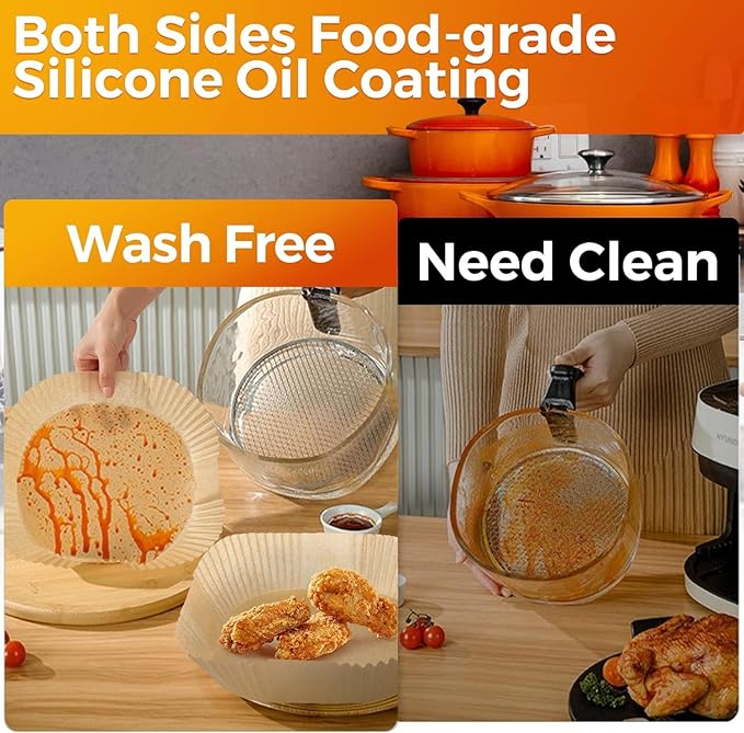 Air Fryer Paper Liners Disposable: 100PCS 6.5IN Square Non-Stick Air Fryer Parchment Paper, Food