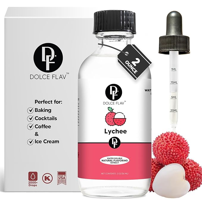 Dolce Flav Natural Lychee Extract ??2 Ounce Water-Soluble Kosher, Sugar-Free, Concentrated Exotic