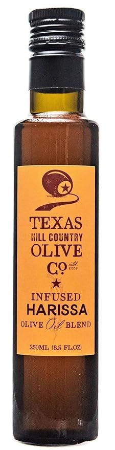 Texas Hill Country Olive Co Harissa Infused Olive Oil - Cold Pressed Gourmet EVOO Olive Oil - Great