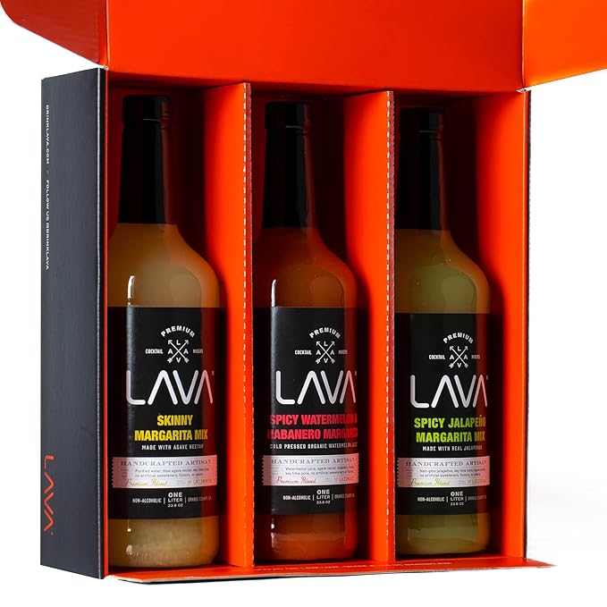 (3 Pack) LAVA Premium Margarita Mix Variety Pack Comes with Spicy Jalapeno, Skinny Margarita, &