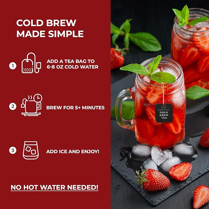 Life Plus Style Gourmet TEA CENTRAL Strawberry Iced Tea with Organic Ceylon Green Tea Natural
