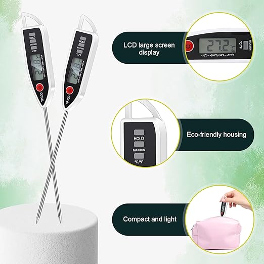 6 Set Waterproof Food Thermometer for Water, Liquid, Candle and Cooking Digital Meat Thermometer