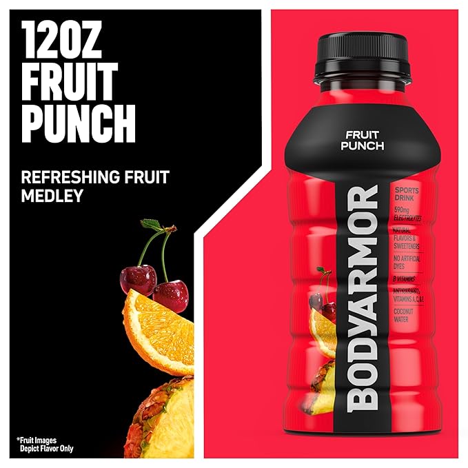 BODYARMOR Sports Drink Sports Beverage, Fruit Punch, 12 Fl Oz (Pack of 8)