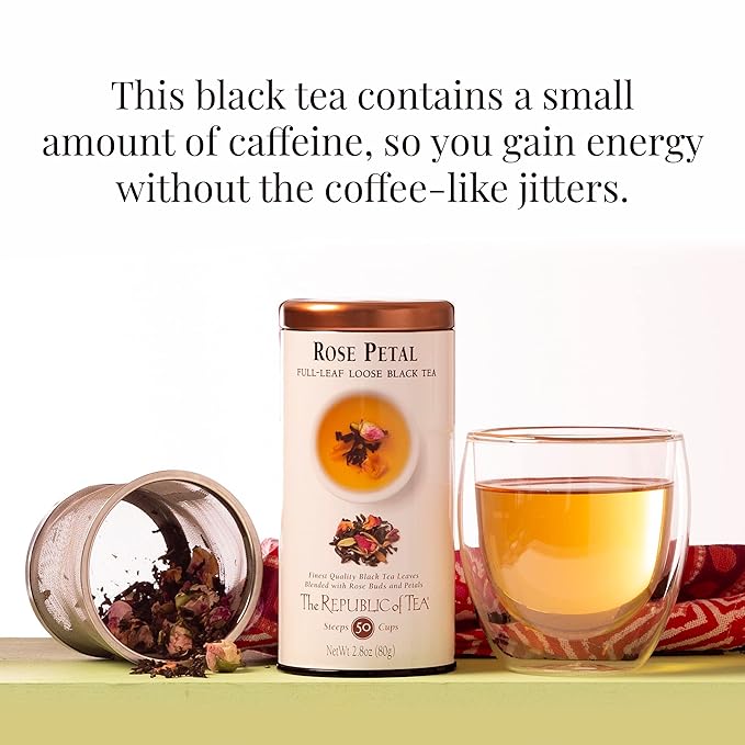 The Republic of Tea - Rose Petal Full-Leaf Loose Black Tea, 2.8 Oz Tin | Steeps 50 Cups |