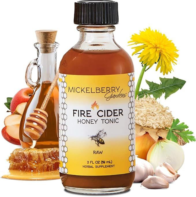 Fire Cider Apple Cider Vinegar Honey Tonic with Organic Turmeric Root, Ginger Root & Dandelion