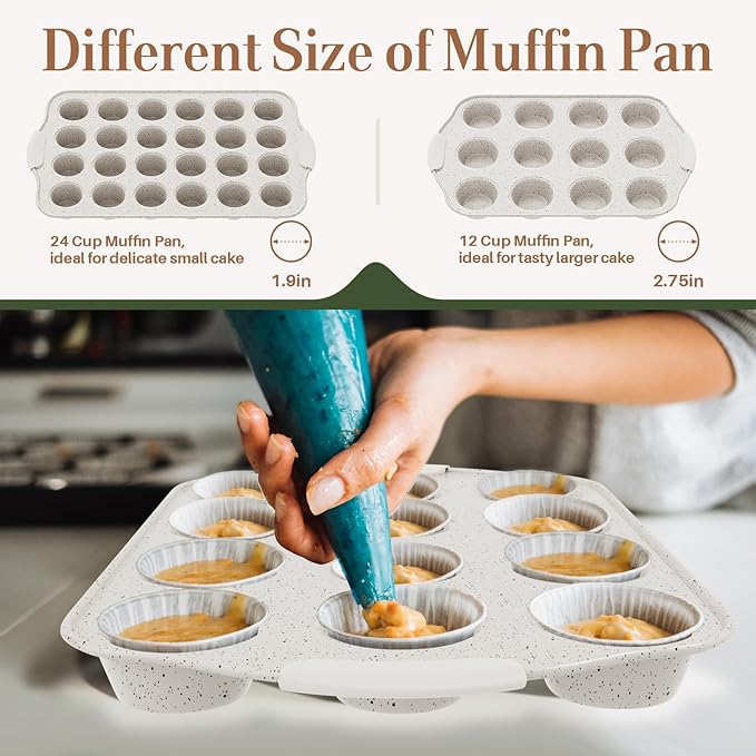11-Piece Kitchen Nonstick Stackable Bakeware Set, Non Toxic Bakeware Sets with Silicone Handles