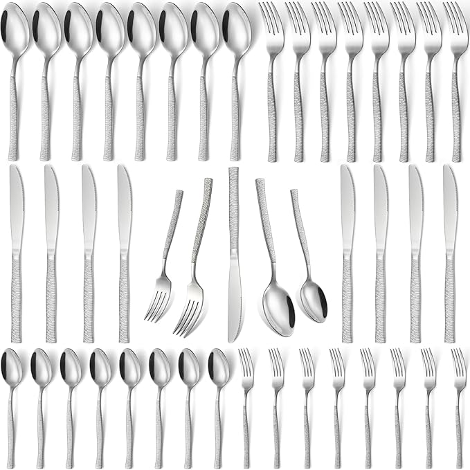 40-Piece Silverware Set Stainless Steel Flatware Set for 8,Dinner Knives Forks and Spoons