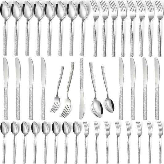 40-Piece Silverware Set Stainless Steel Flatware Set for 8,Dinner Knives Forks and Spoons