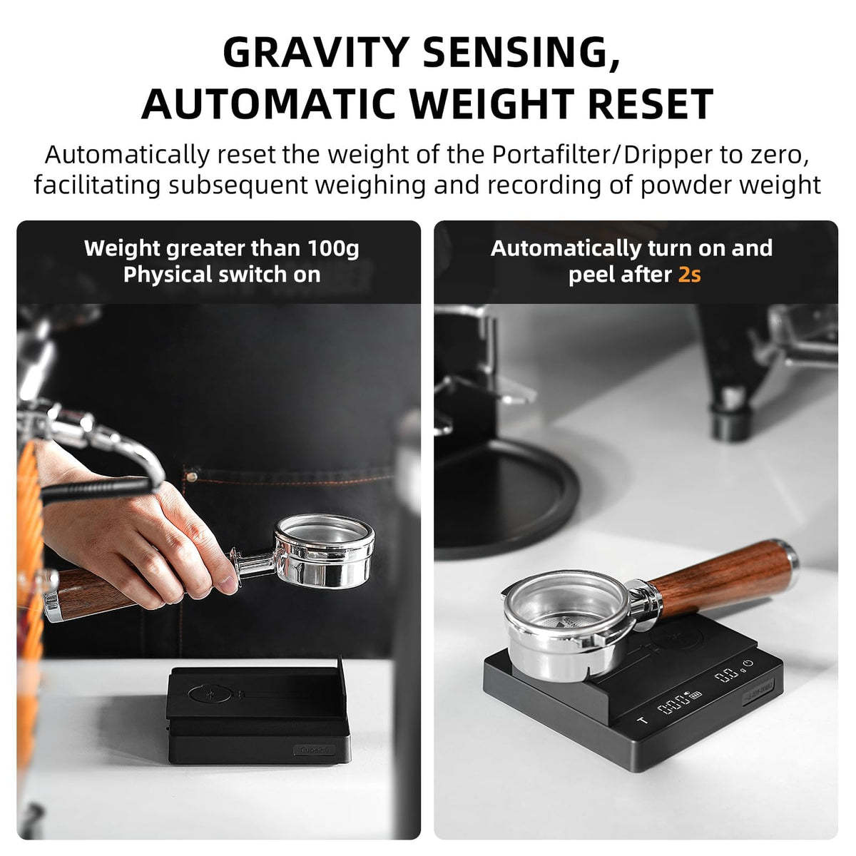 MHW-3BOMBER Mini Coffee Scale with Timer,Rechargeable Espresso Scale with Gravity Sensing,2kg/0.1g