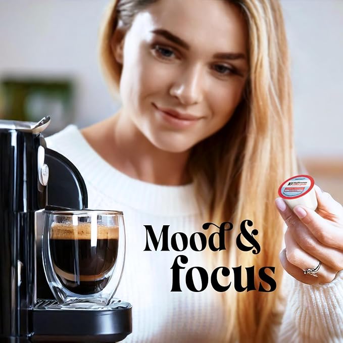Shroomzup Mushroom Coffee K Cups 12 Pods - 10 Mushroom Coffee with Ashwagandha and Shilajit - Dark