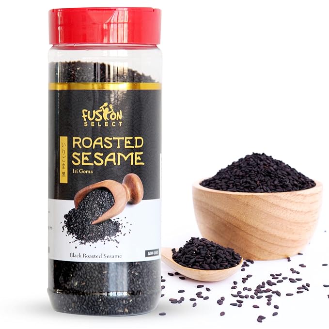 Fusion Select Roasted Black Sesame Seeds - Natural Toasted Sesame Seeds - Crispy, Crunchy, Nutty