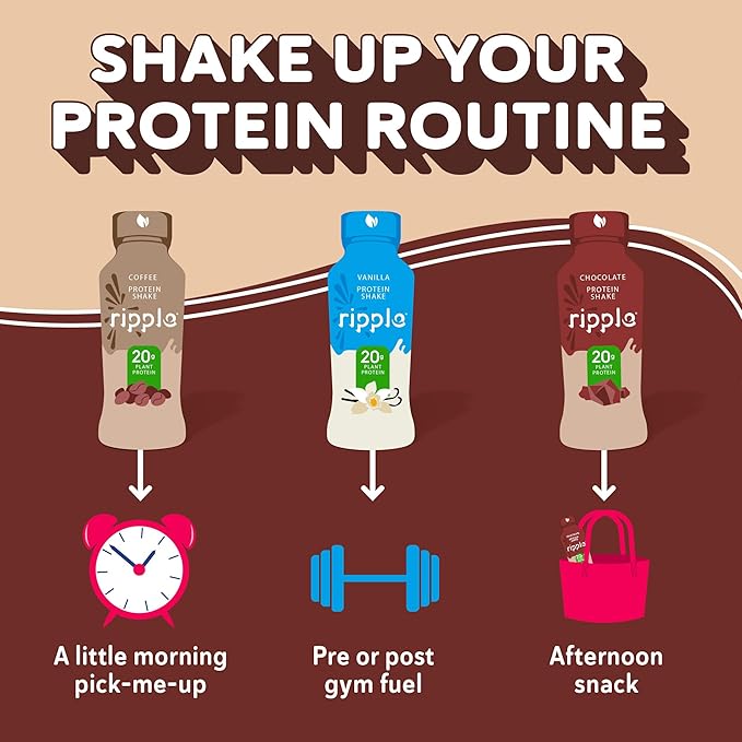 Ripple Vegan Protein Shake | Chocolate | 20g Nutritious Plant Based Pea Protein | Shelf Stable | No