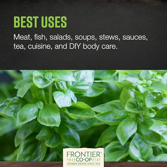 Frontier Co-op Sweet Basil Leaf, 1-Pound Bulk, Popular on Pizza & DIY Body Care As An Essential