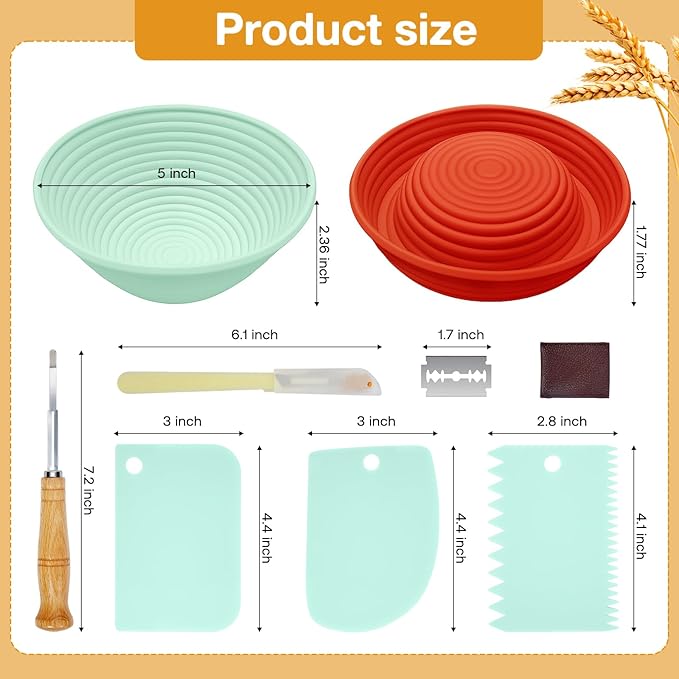 Silicone Banneton, Sourdough Bread Baskets (Set of 6, 5 Inch), Round Proofing Bread Bowls with