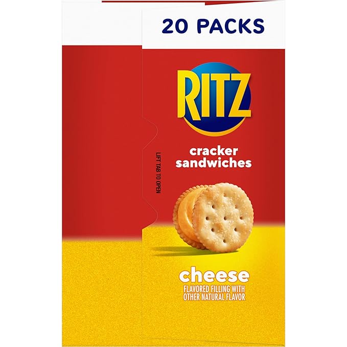 RITZ Cheese Sandwich Crackers, Lunch Snacks, 20 Snack Packs (6 Crackers Per Pack)