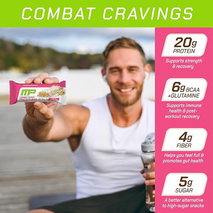 MusclePharm Combat Ready Protein Bar, Confetti Cake High Protein Bars, Combat Cravings, Fuel