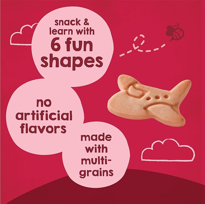 Happy Tot Organic Multi-Grain Cookies Toddler Snack, Fun Transportation Shapes, Strawberry, 4.4